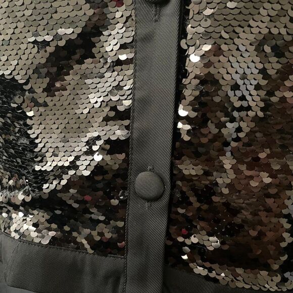 RYEGRASS Black Sequin Evening Jacket Puff Sleeve Shoulder Pads, NWT. Size XXL - Picture 7 of 11